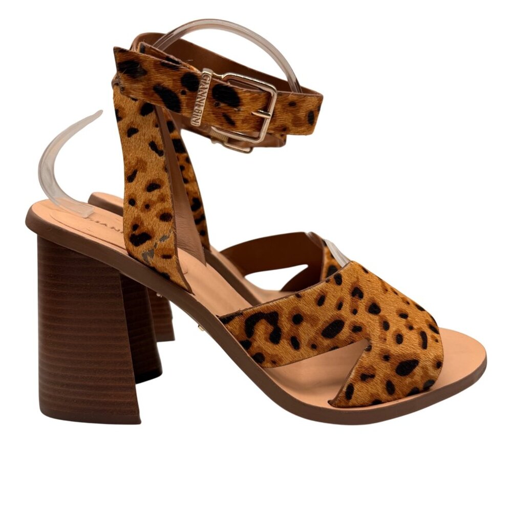 Gianni Bini Marilane Leopard Calfhair Animal Print Strappy Heels Women's sz 10M